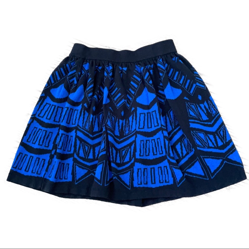 Solemio Los Angeles Black and Blue Knit Mini Skirt